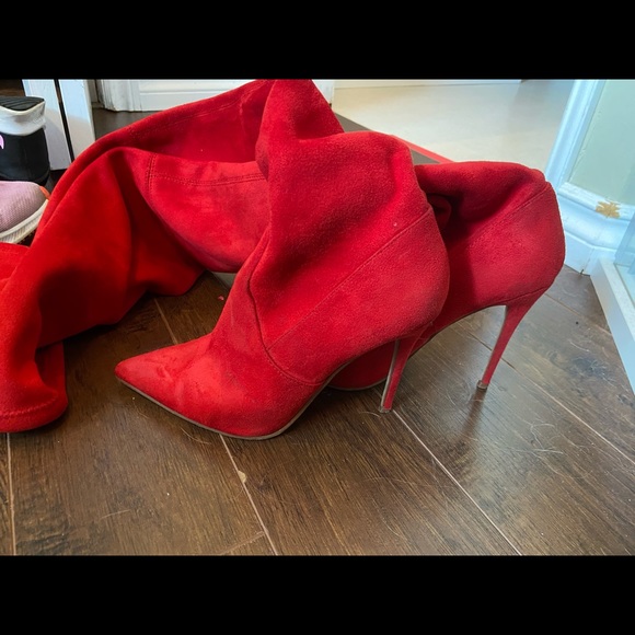Steve Madden red thigh high boots - Picture 3 of 4